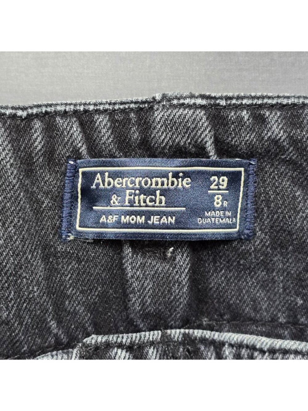 Abercrombie & Fitch Womens 29 A&F Mom Jeans Black Distressed Raw Hem High Waist - Picture 2 of 7